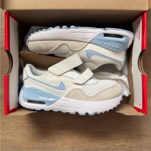 Nike Kids Air Max White and Light Blue Sneakers